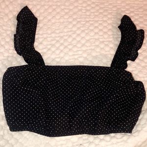 FOREVER 21 black crop top with polka dots